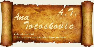 Ana Totošković vizit kartica